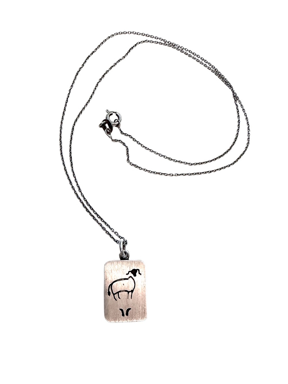 Vintage TAXCO Sterling Silver Goat Pendant Necklace 925